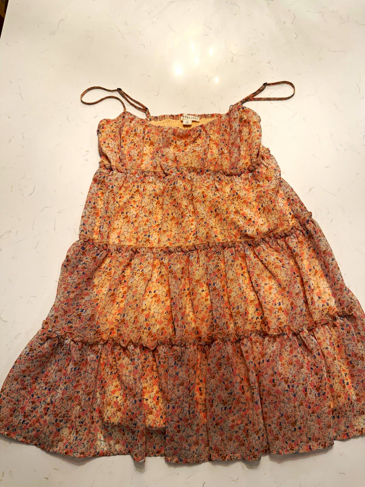 Aéropostale Women’s M Floral Smocked Tiered Lined Square Neck Short Sundress