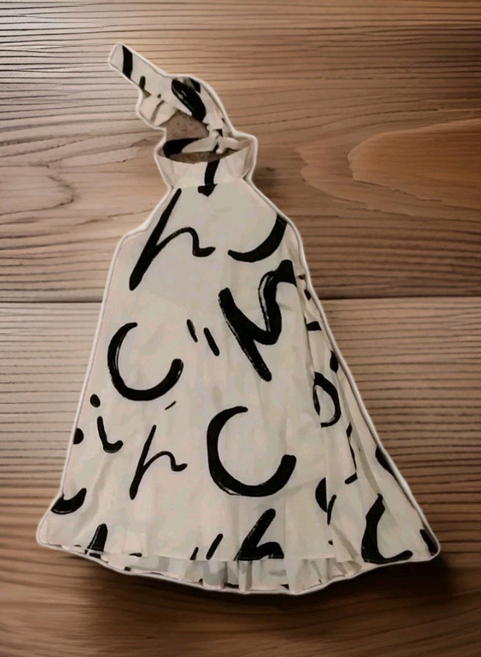 Modern Triangle Halter Dress Open Back, Ivory with Modern Print