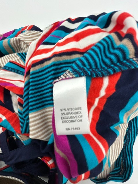 Spense Multi-colored Striped Knit Dress Size Large Lace-up Grommet Neckline