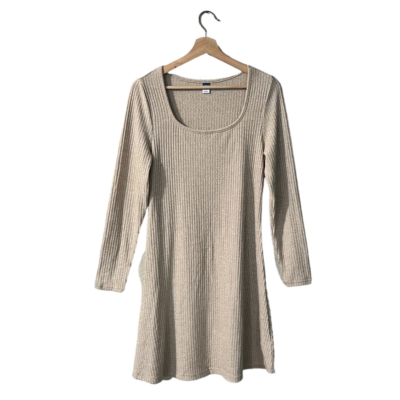 Old Navy Fit & Flare Rib-Knit Sweater Dress Size Medium Oatmeal Heather 759155