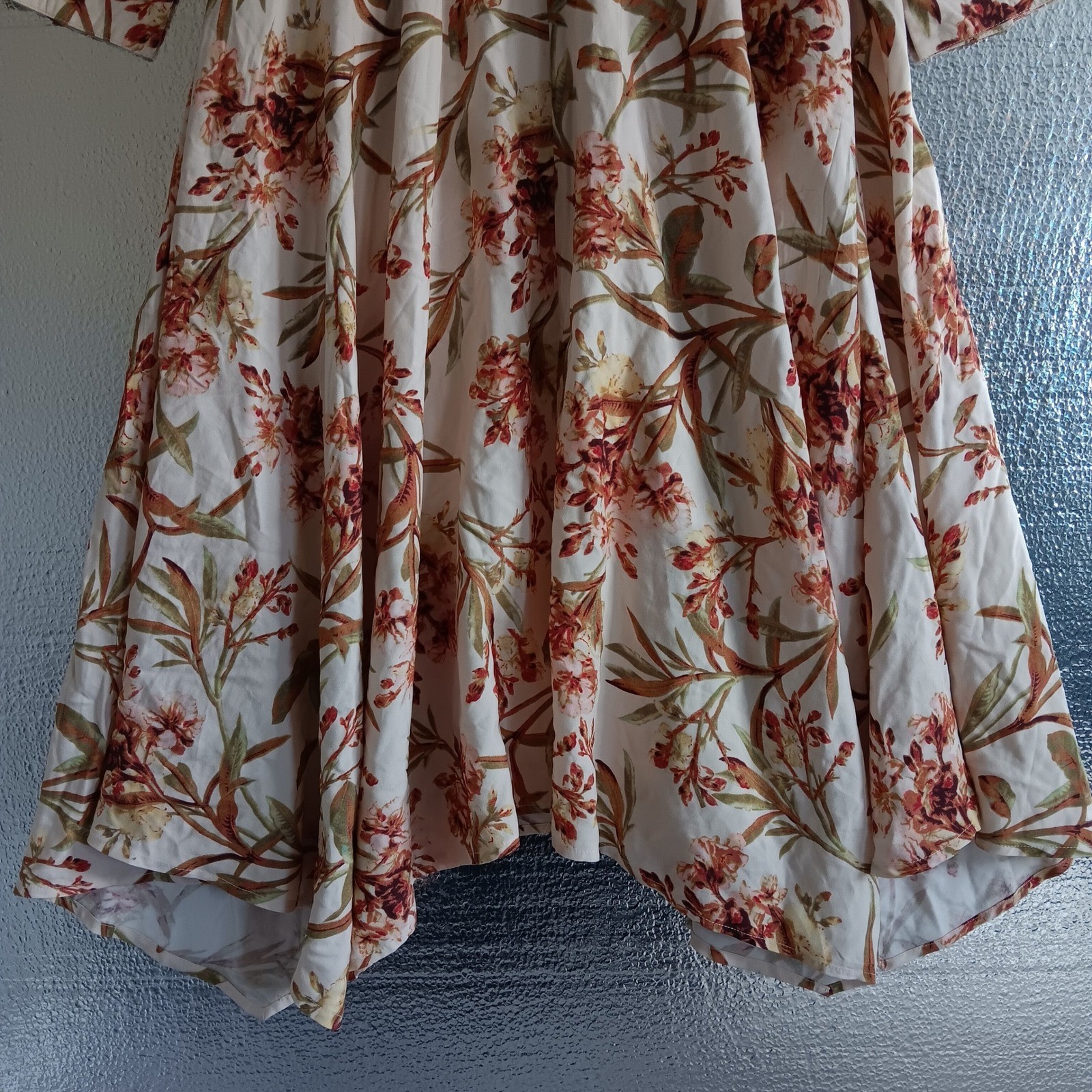 Downeast Tropical Flared Dress Womens S Perrine Floral NWT Maxi Handkerchief Hem