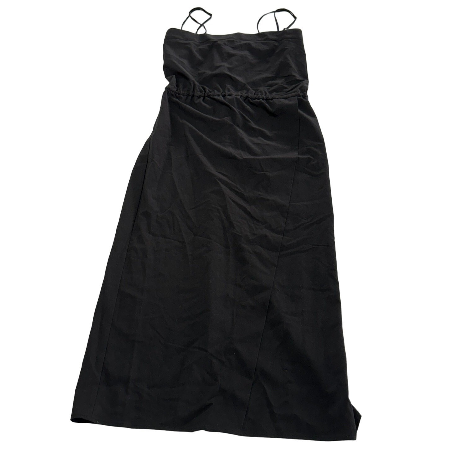 Underrow Dress Womens Small Black Midi Cinched Waist Slit