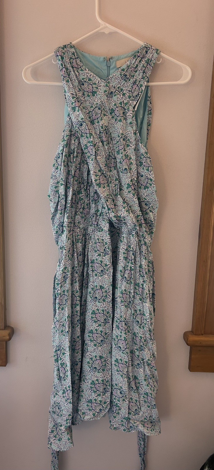 NWT Womens Dress- LOFT-blue floral ‘Bloom Crossover Halter’ A-line-12