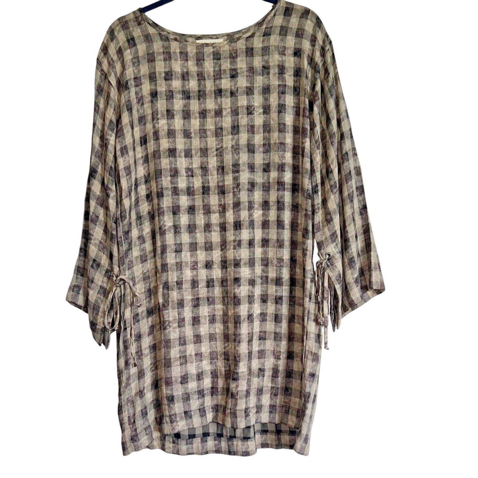 Bella Dahl Size S Gingham Plaid Mini Dress Soft Grunge 90s Revival Size Small