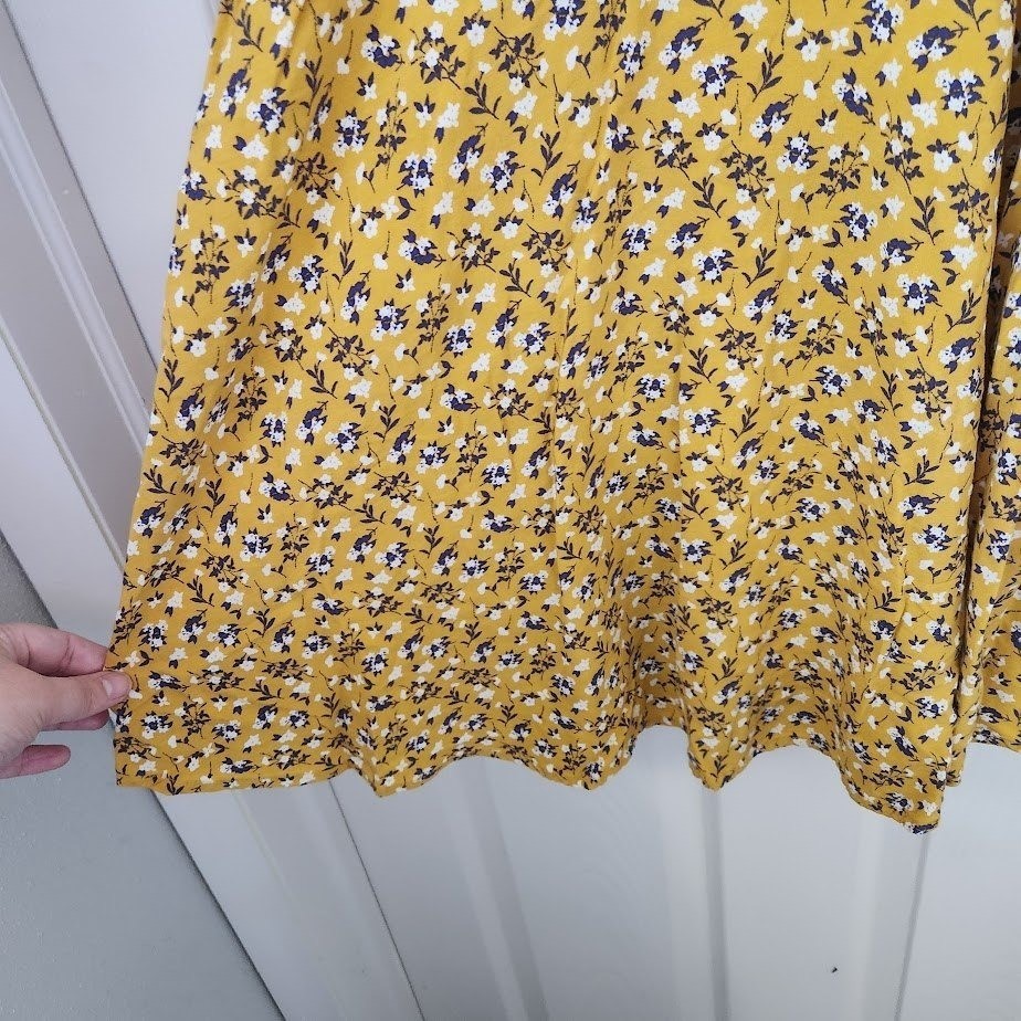 Old Navy Mustard Yellow Floral Smocked Back Cami Fit & Flare Dress Women Med 251