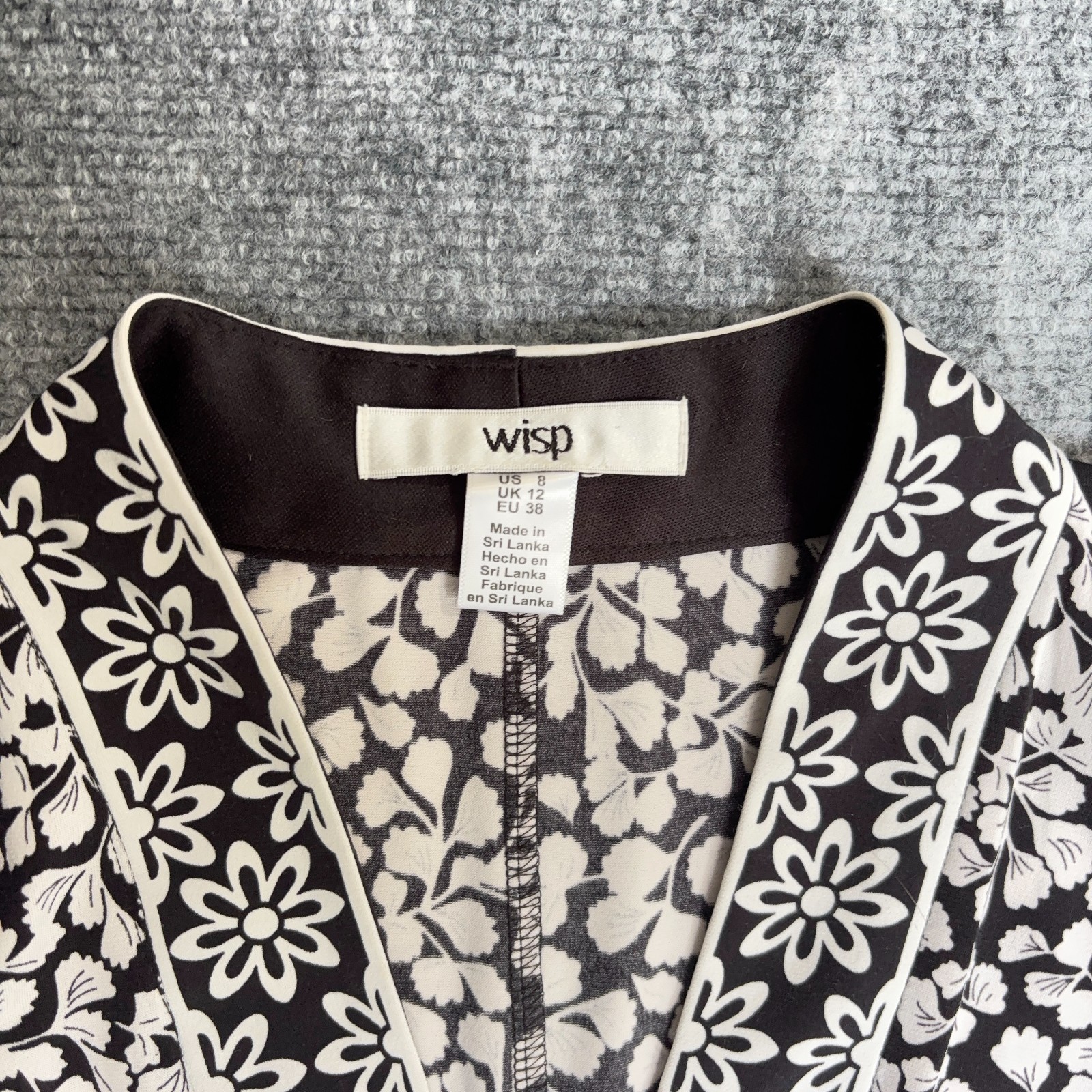Wisp Floral Sleeveless Knee Length Dress Black White Empire Waist US Womens 8