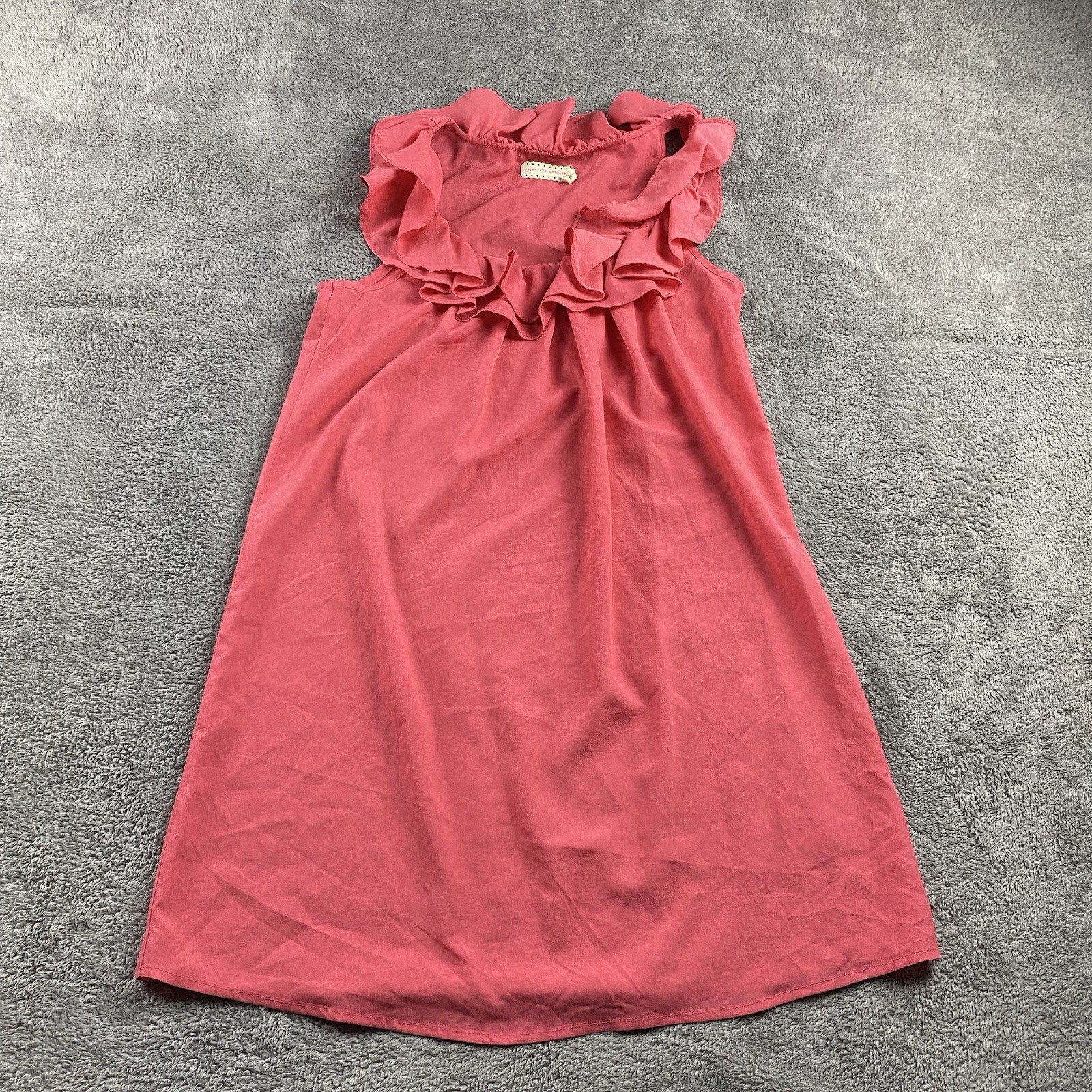 PINS & Needles Ruffled Collared Dress Womens Small Coral Lightweight