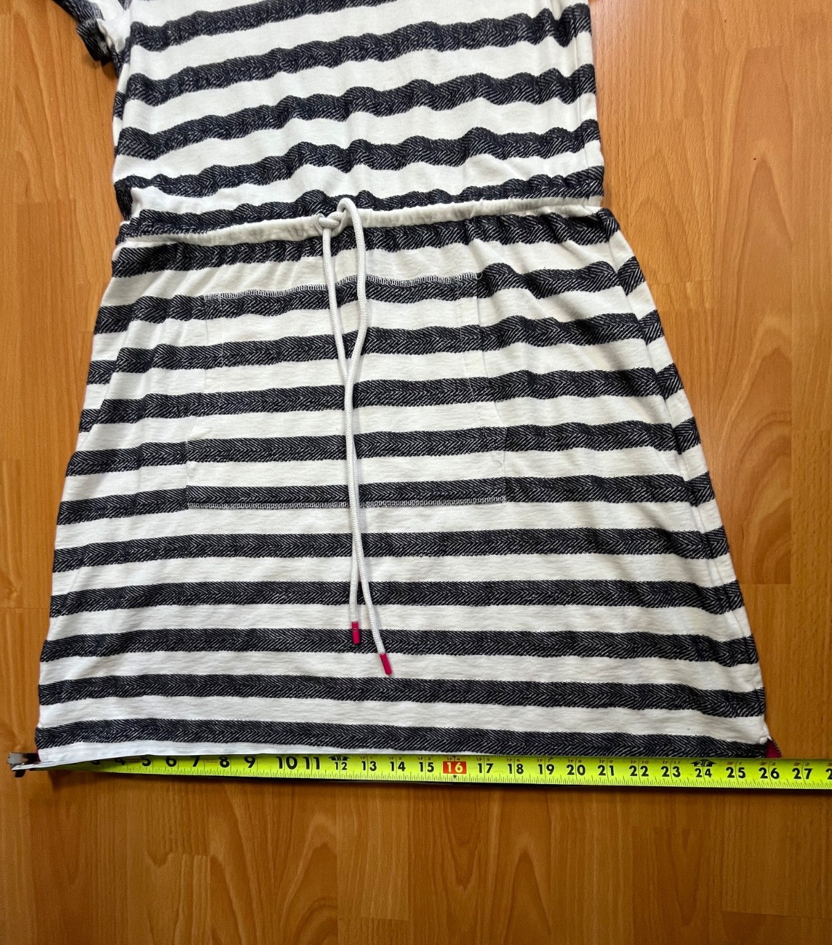T by Talbots Dress LP Navy White Stripe Drawstring Waist Pockets Cotton Knit