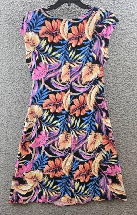 Connected Printed Extended-Shoulder Midi Dress Women’s 10US Black Multi Pullover