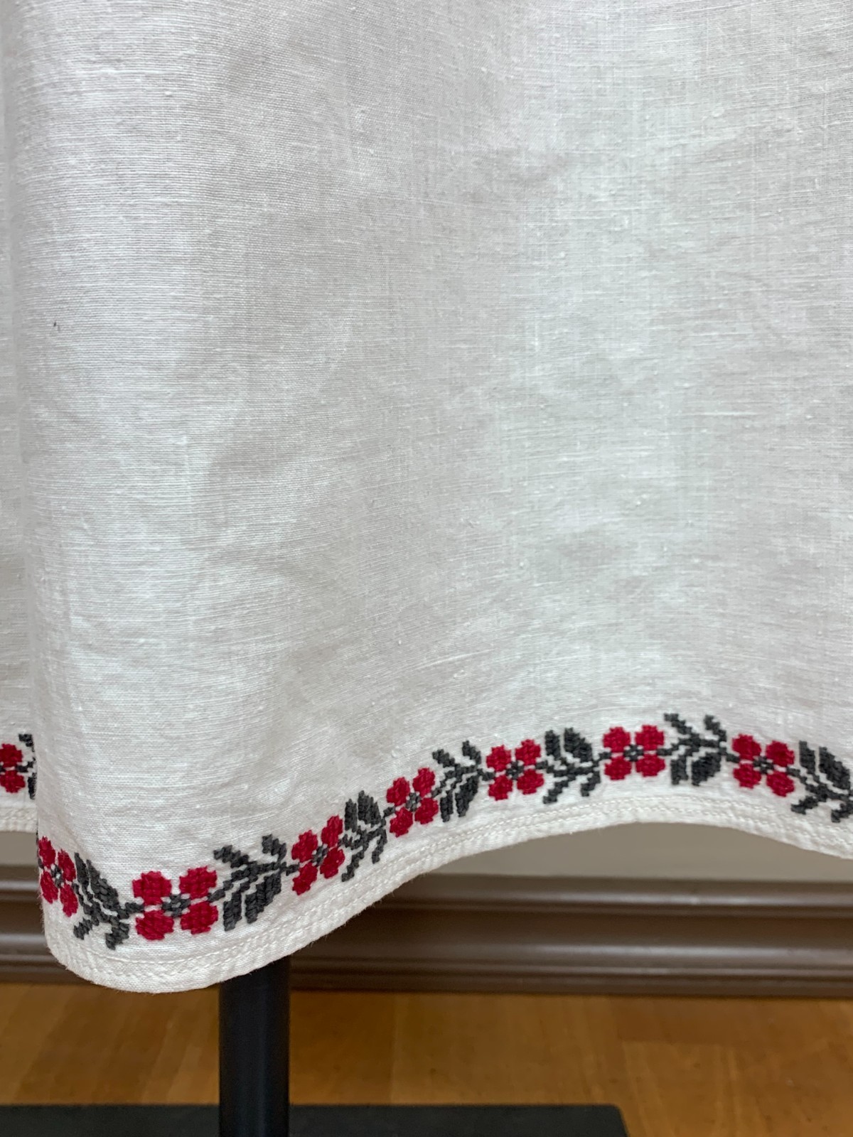 Vintage Ukrainian Embroidered Linen Vyshyvanka Dress Handmade Folk Shirt