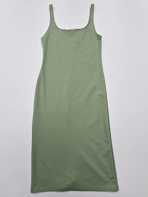 Zara Sage Green Tank Midi Dress L Cotton USA