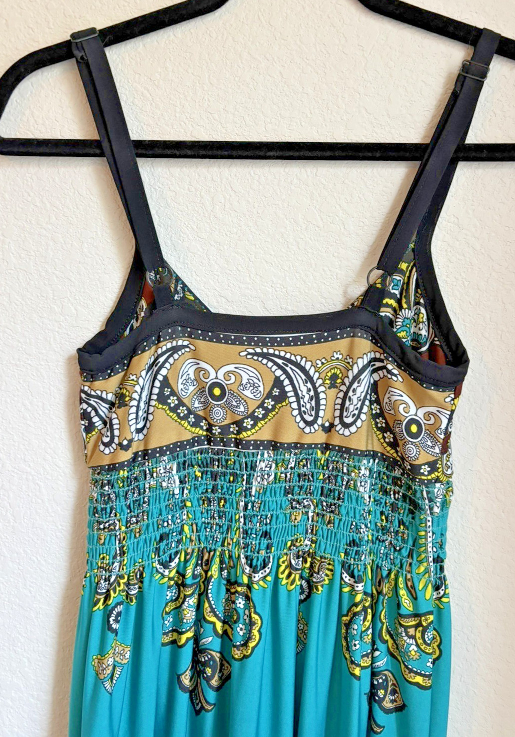 Maxi Dress By Bailey Blue Turquoise Paisley Sz S Beach Vacation Cruise Boho