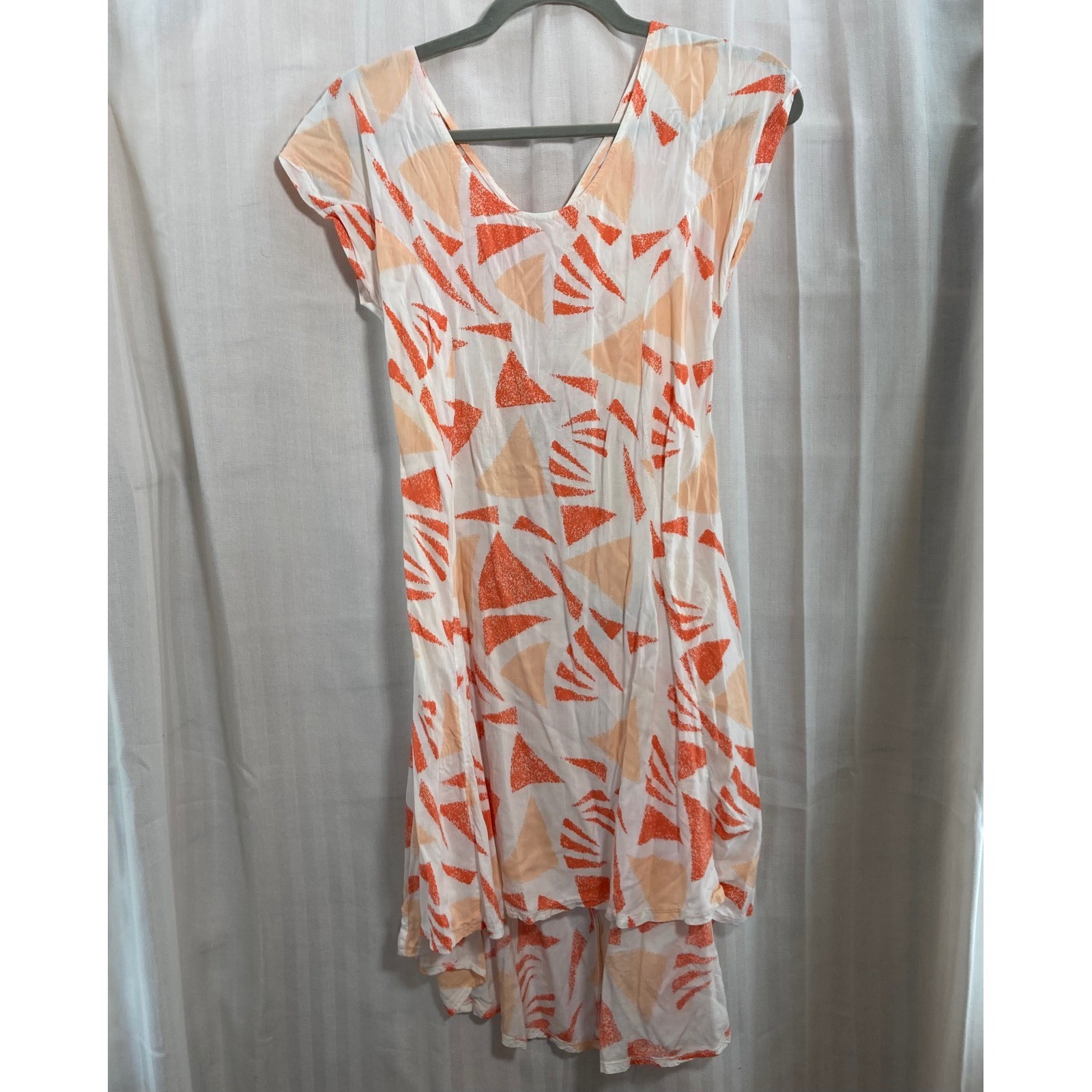 Love Lives Orange Geometric Print Lace Up Back Midi Dress Women’s M Resortwear