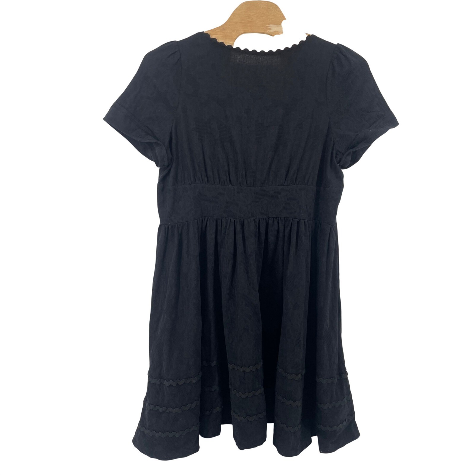 Unique Vintage Dress Womens 3X/20 Black Jacquard Scalloped Bow Babydoll NWT