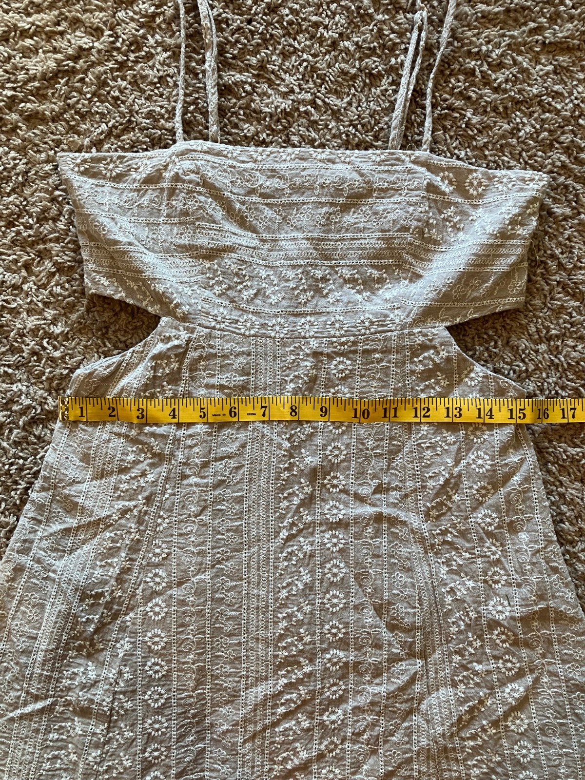 Altar’d State Embroidered Mini Dress Small Tan Side Cutout Cotton Boho Cottage