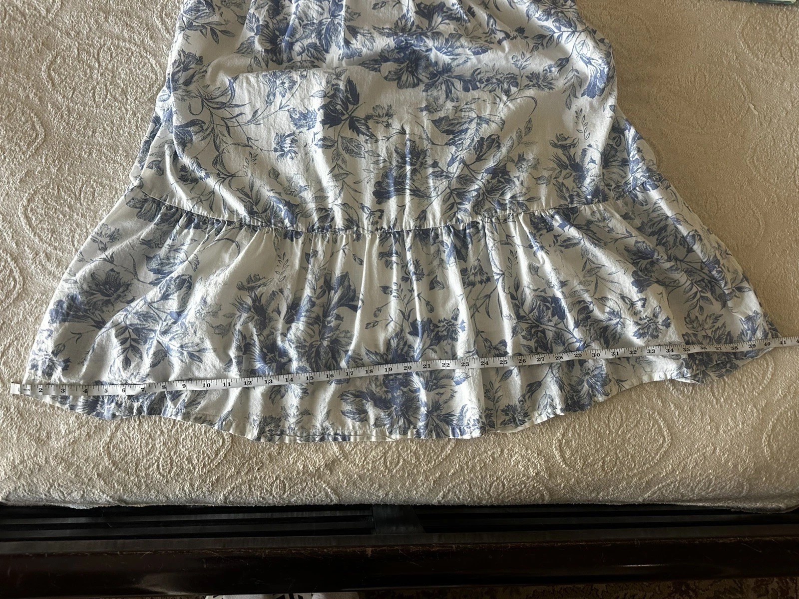 Gap 💯%Cotton Dress Offwhite Floral Maxi Blue/ White Floral Summer Sz 12 Med