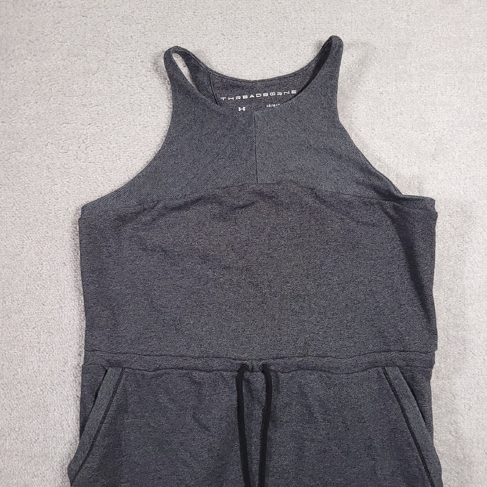 Under Armour Threadborne Shoreline Terry Dress Women’s Large Gray Pockets Cinch