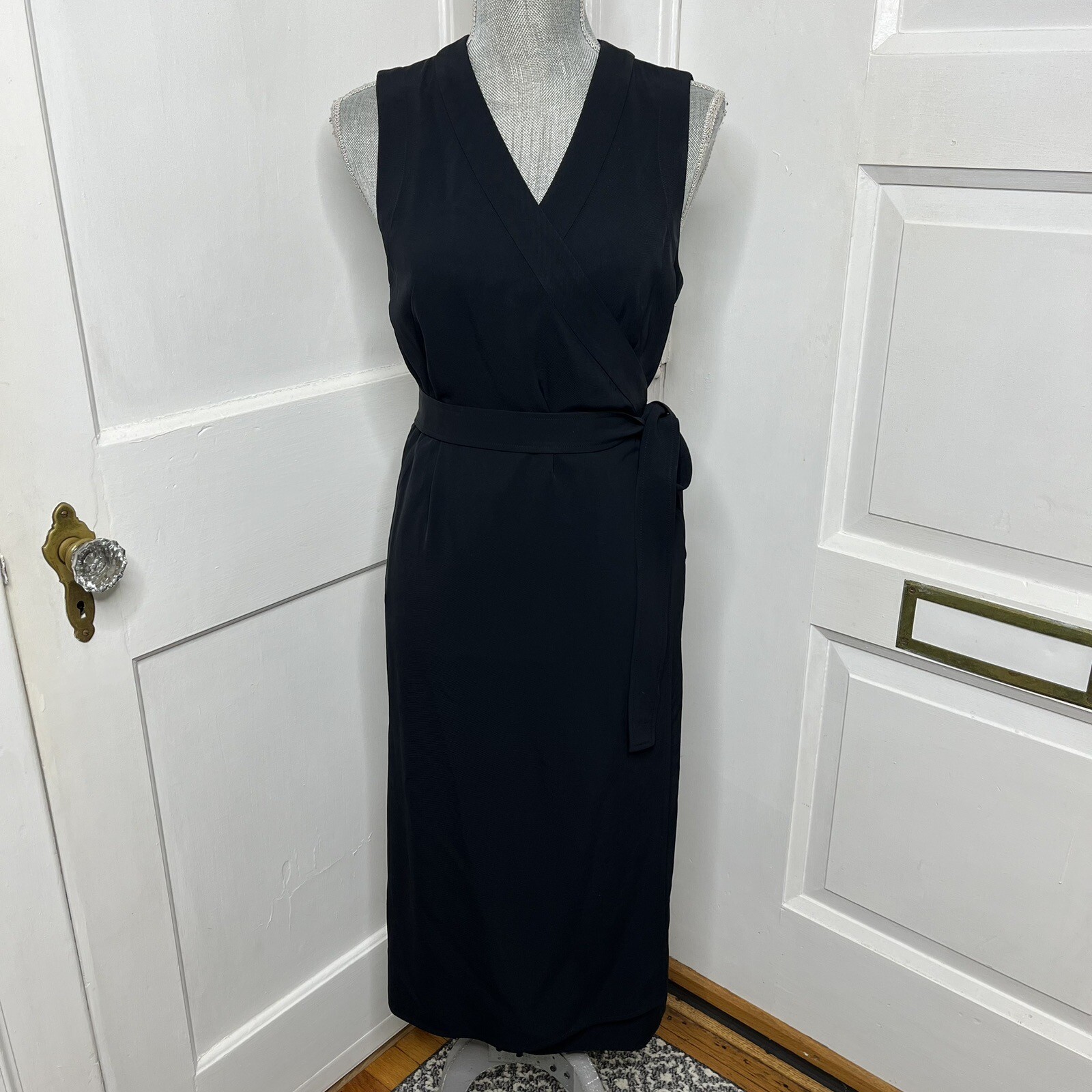 Everlane Goweave Japanese Wrap Dress Sleeveless in Dark Navy Size 2 Midi Dress