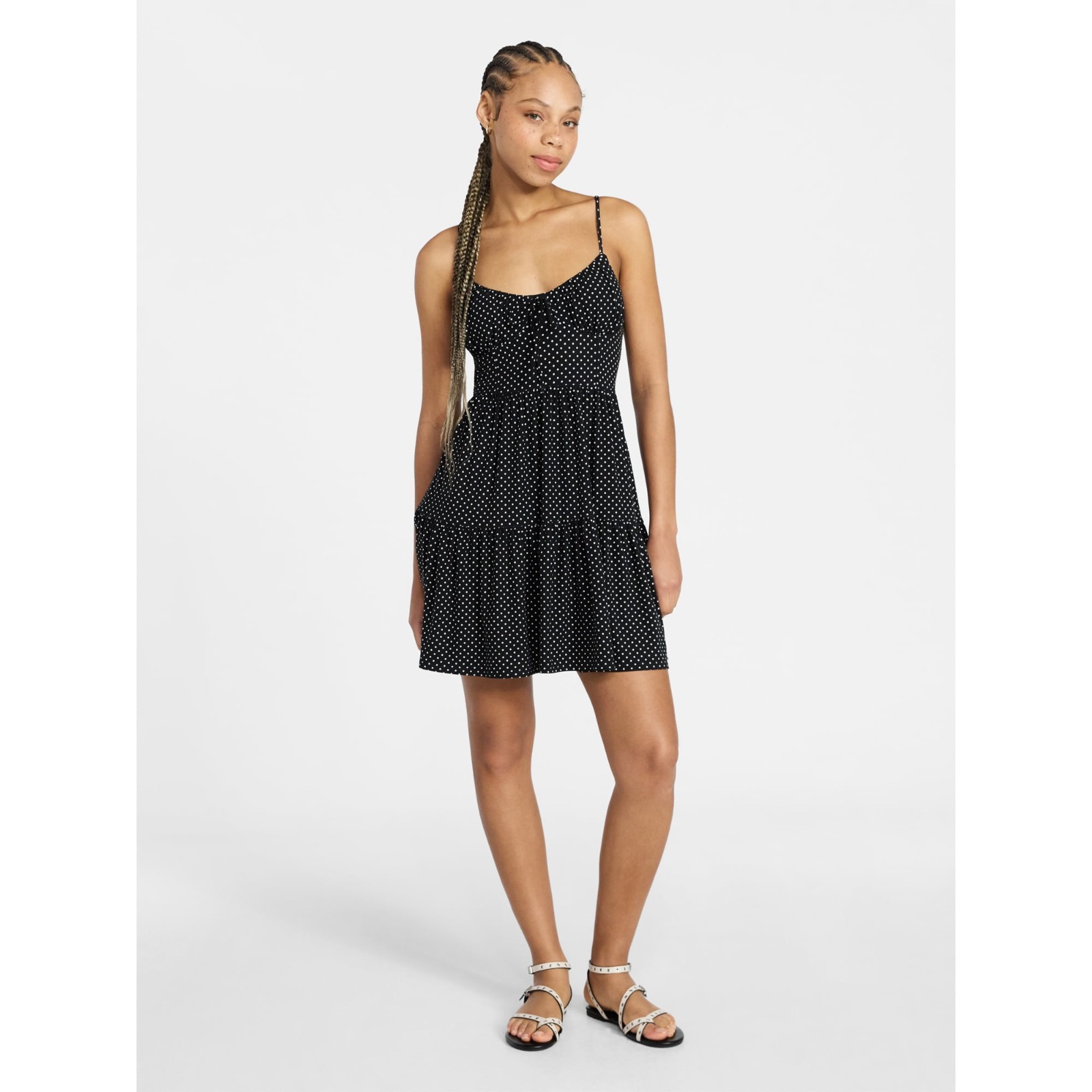 No Boundaries Women’s Tiered Mini Dress Sizes (M 8-10) (L 12-14) NWT Polka Dot