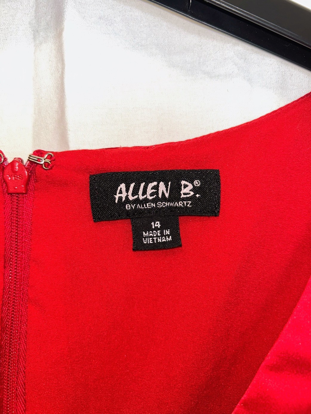 Allen B. Red Satin Sleeveless Ruched Mini Dress Ruffle Shoulder Event Size 14