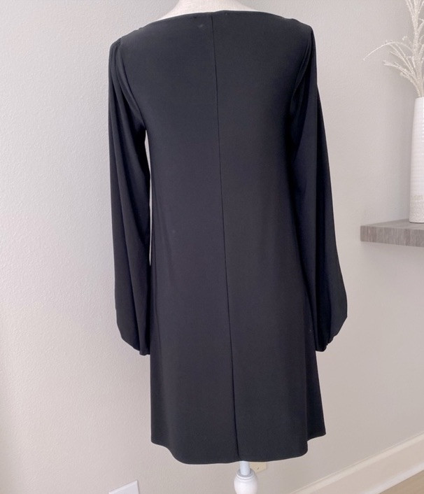 Laundry Black Open Sleeve Stretch Cocktail Shift Dress Minimalist Chic New XS
