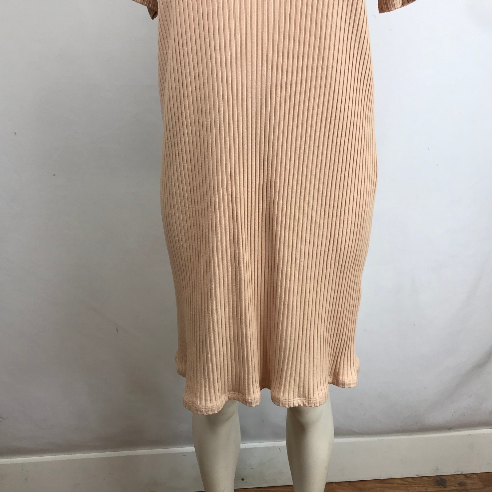 EILEEN FISHER Ribbed Knit Tencel Lyocell Spandex Midi Dress Peach Size S
