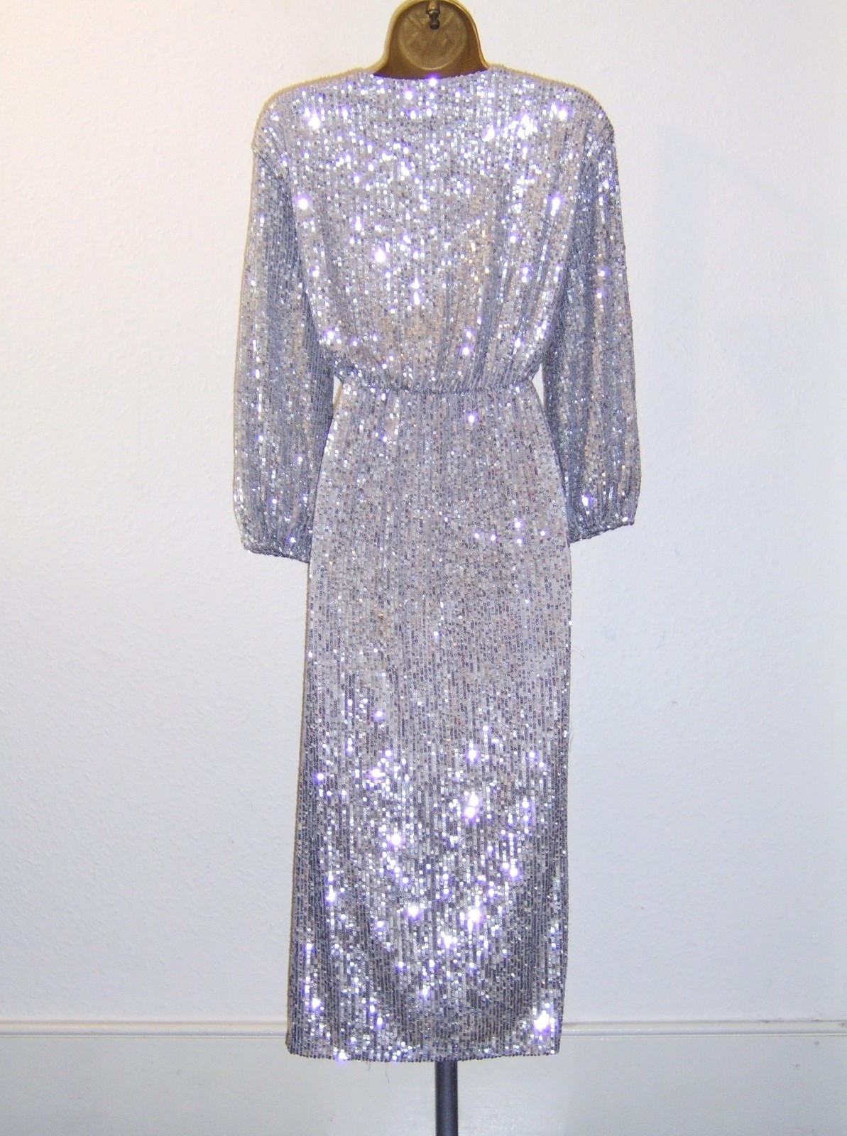 BEAUTIFUL SILVER SEQUIN EVENING PARTY OCCASION DRESS UK 22 NEW