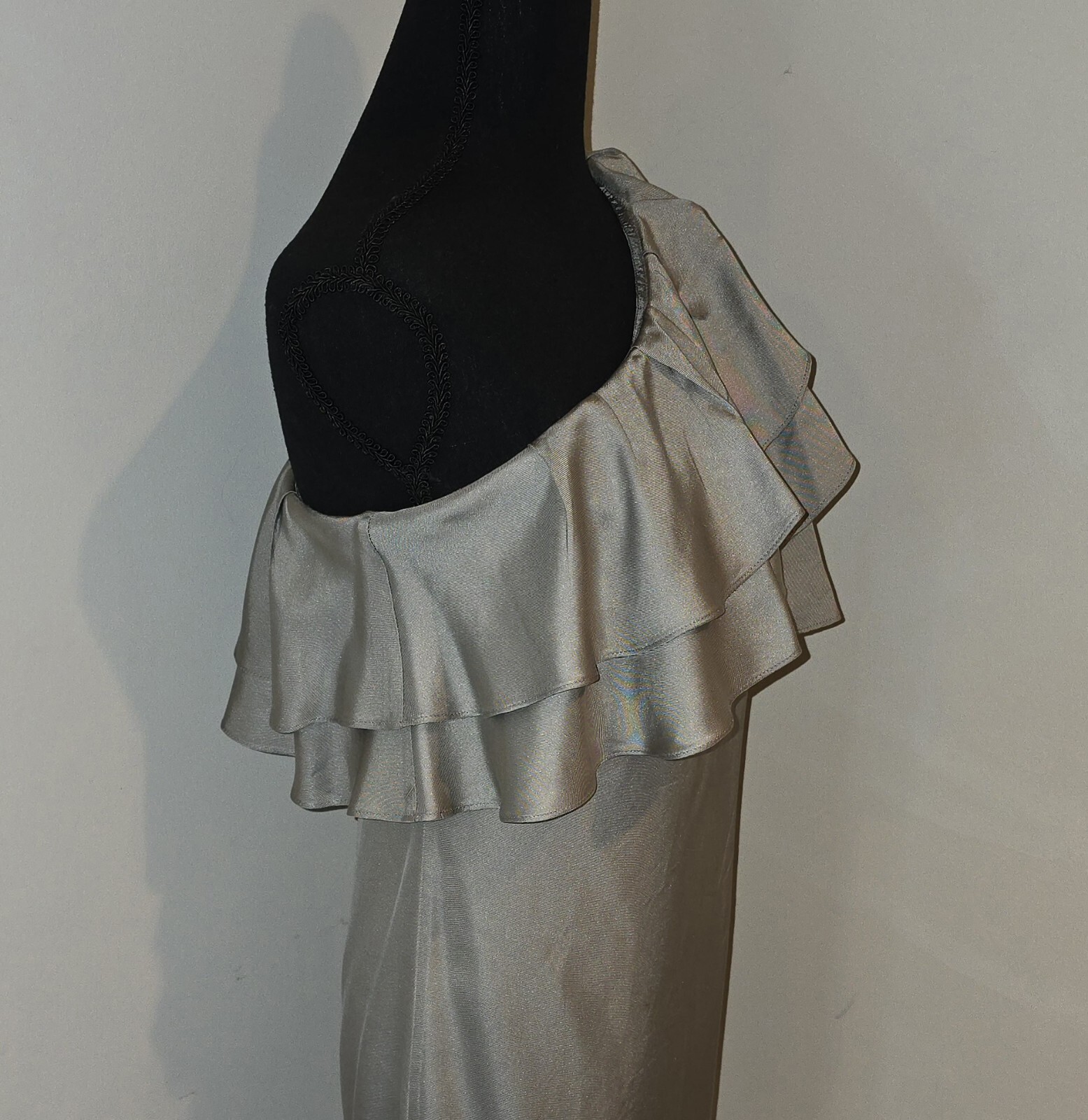 Banana Republic Silk One Shoulder Strap Shift Dress Ruffels Sleeveless Sz 2…