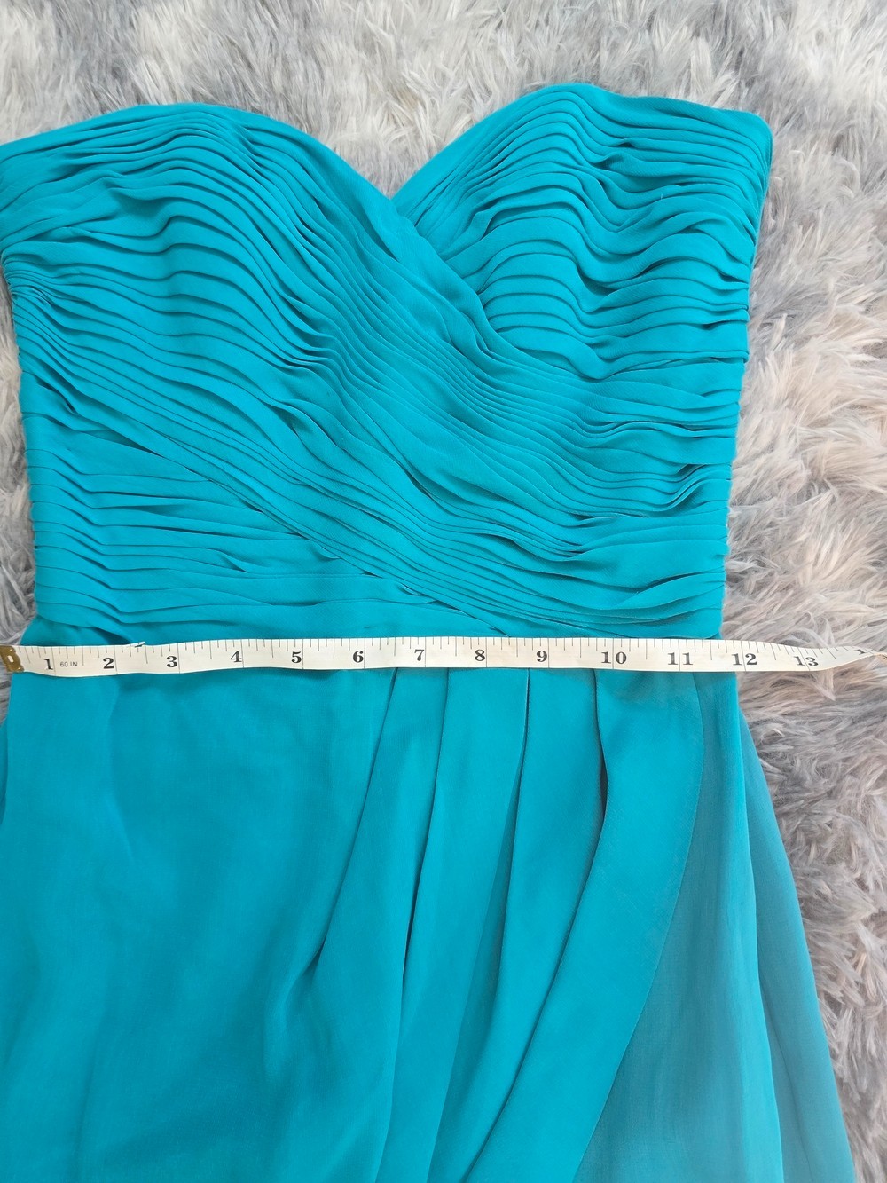 Teal Strapless Formal Sweetheart Neckline Mini Dress from the Y2Ks 100% Silk