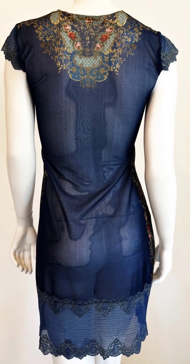 Michal Negrin Y2K Unique Beautiful Baroque Style Artwork Lace 2 Pc Dress Size M