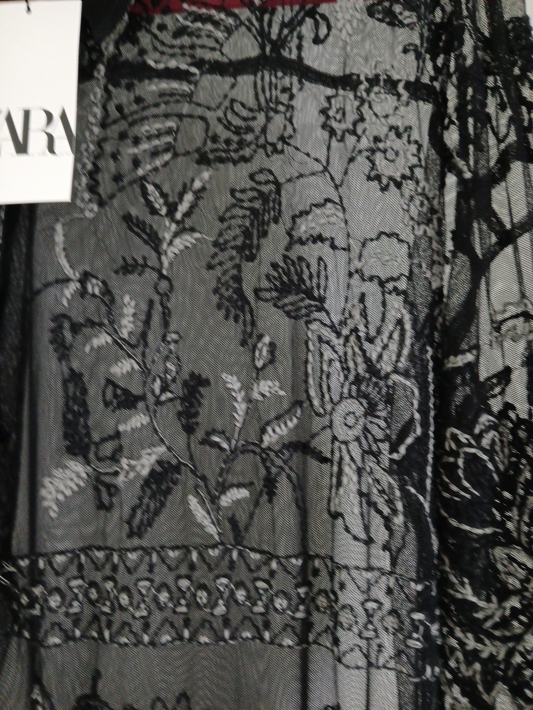 Zara NWT Black Semi-Sheer Embroidered Button Down Long Shirt Dress Overshirt XL