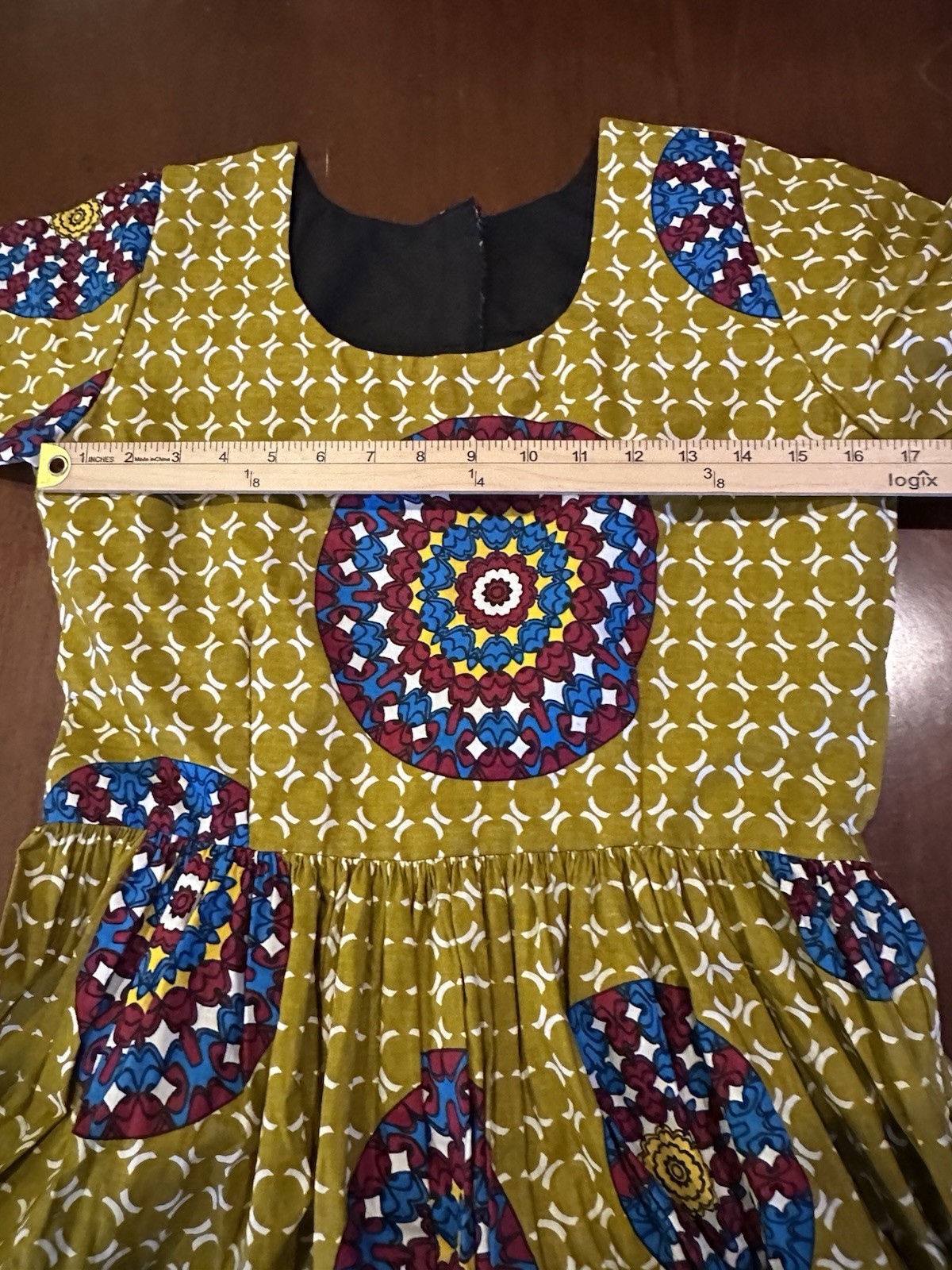 Handmade African Ankara Print Global Folk Art Midi Dress Medium
