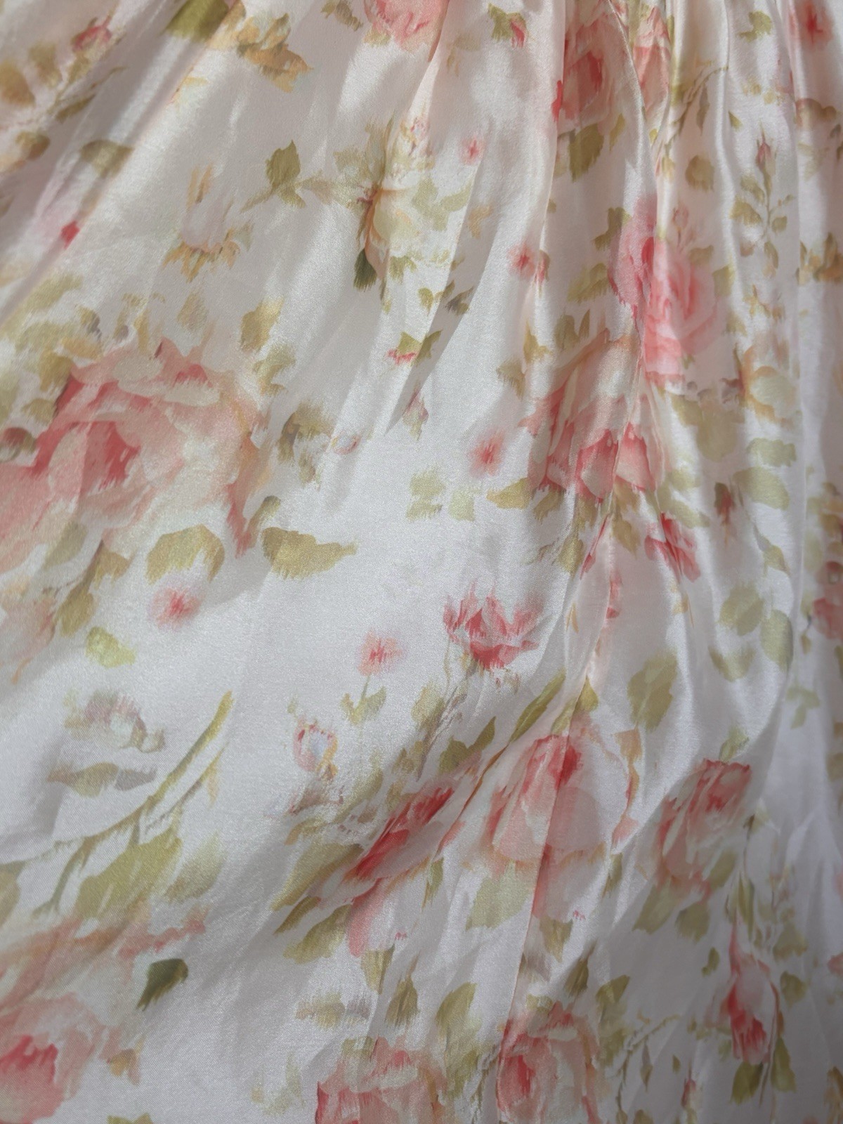 STORIA NWT Pink Green Floral Chiffon Maxi Dress Ruffle Adjustable Straps S