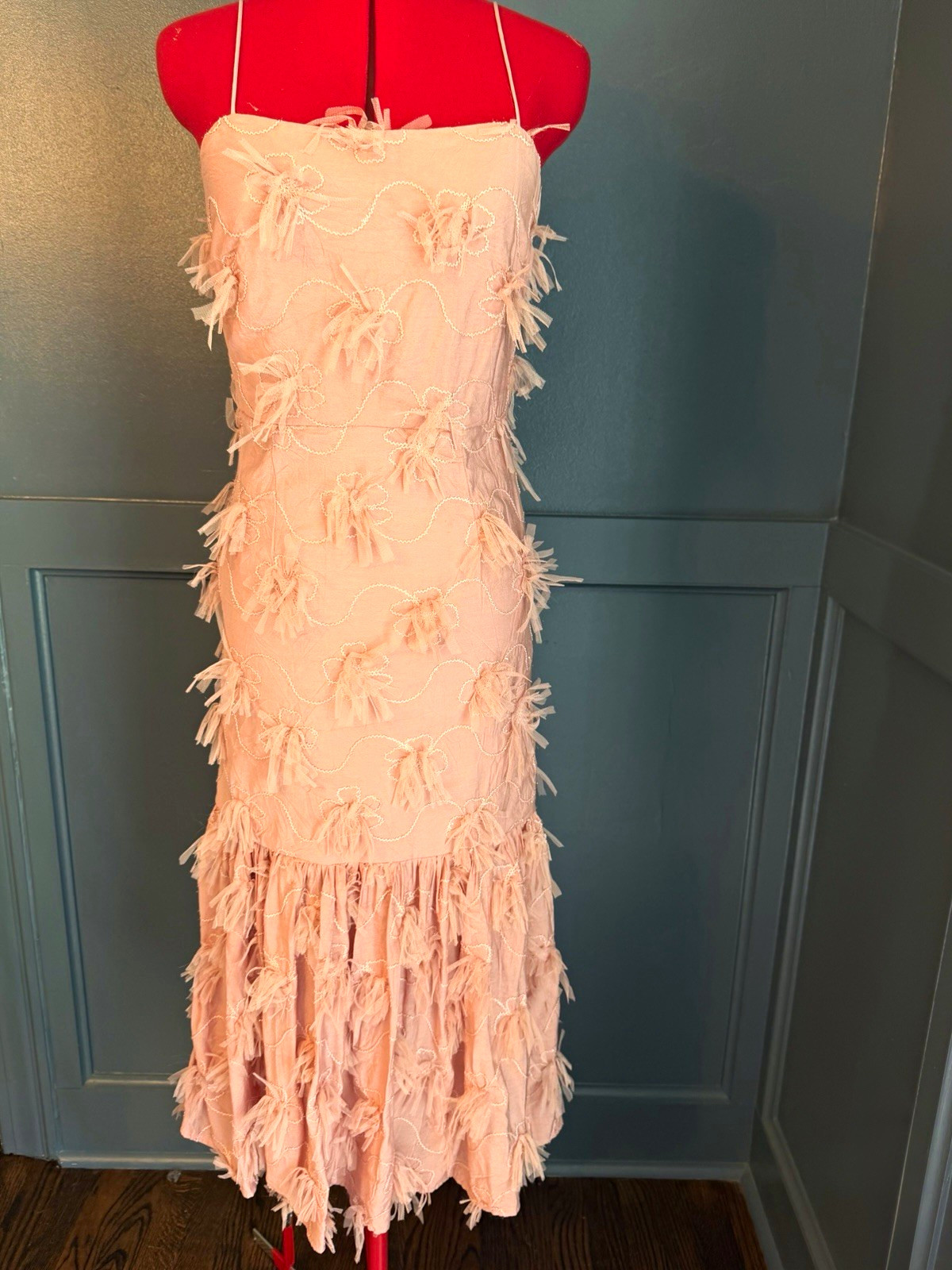 NWT Just Me Women’s S Pink Rose Mesh Maxi Dress