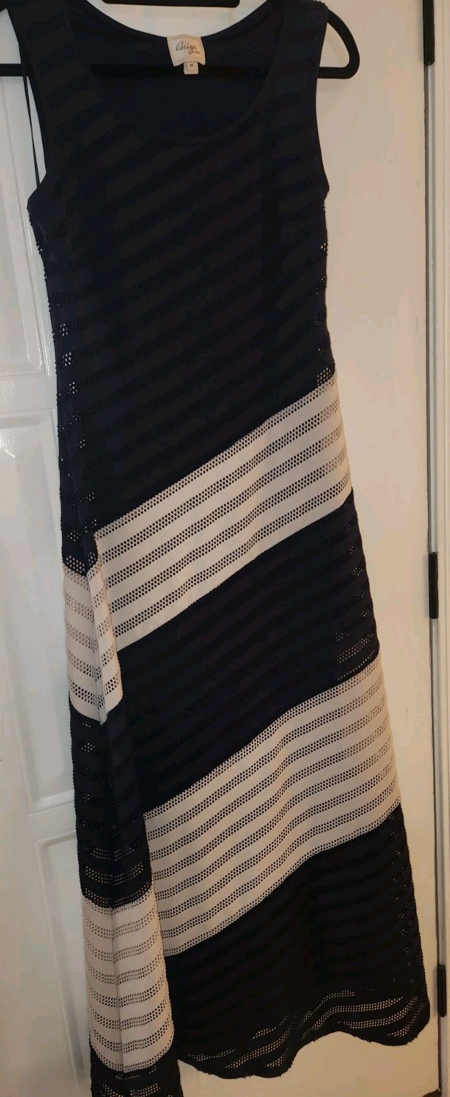 Beige by ECI Navy/White Sleeveless Colorblock Maxi Dress, M – MSRP $100