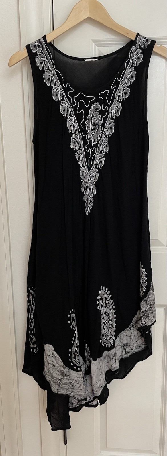 Womens Black Artsy Flowy Dress Sz L Lagenlook Fairy Sleeveless Lightweight Goth
