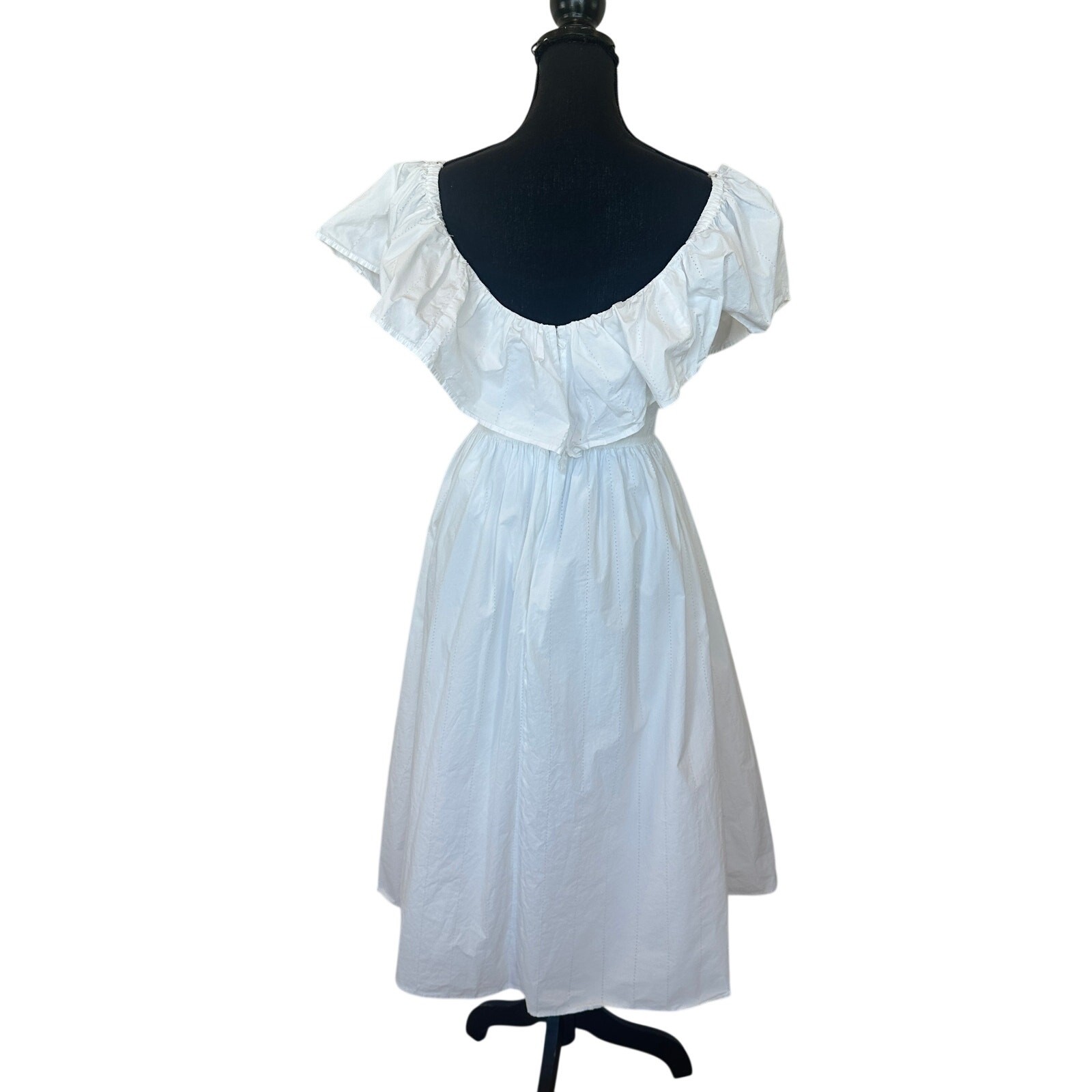 Adam Lippes White Midi Dress SIZE 4 Cottage Cotton Sundress Party Designer $430