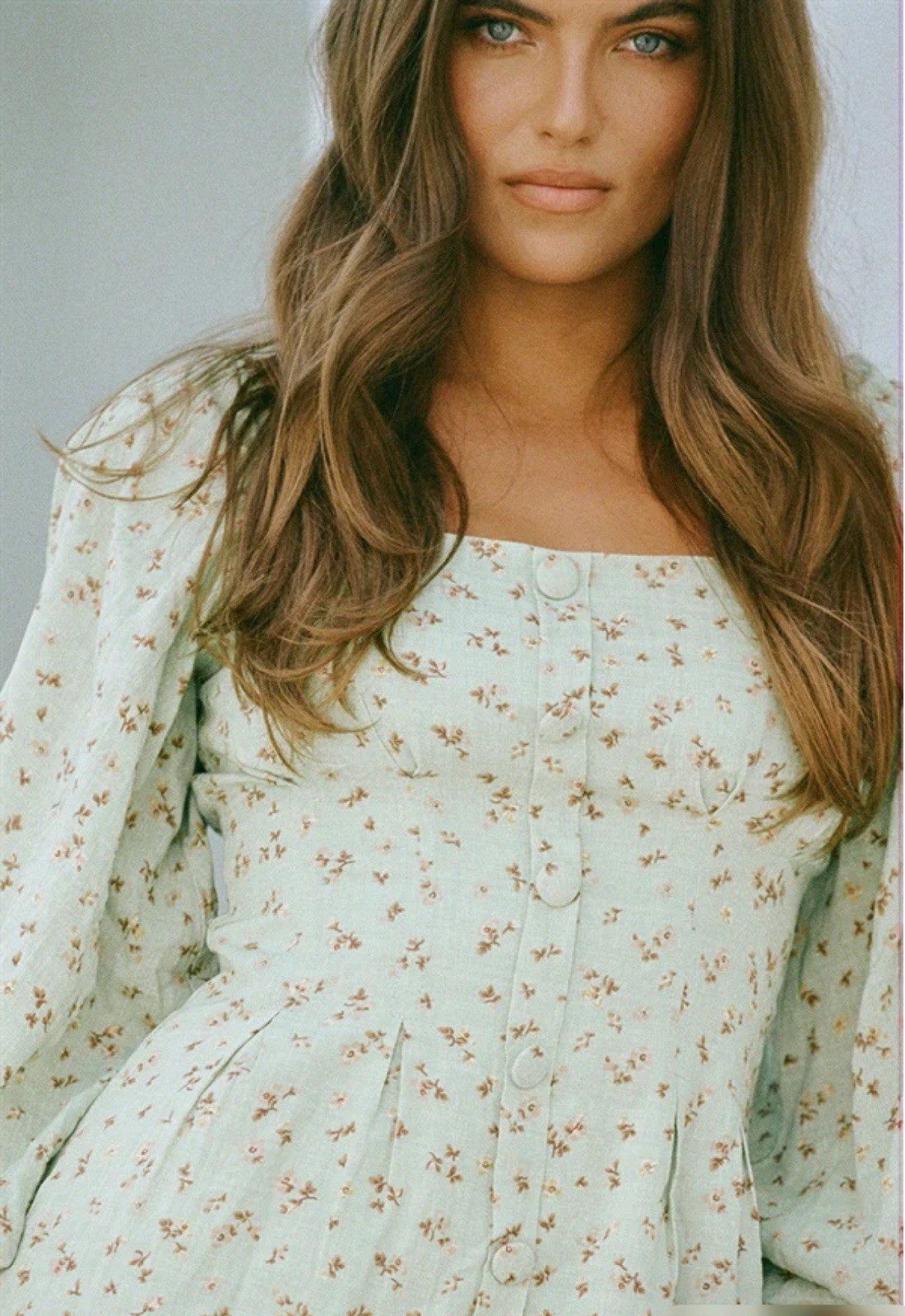 Sabo Tyla Cottage Core Floral Puff Sleeve Mini Dress Square Neck S Boho Peasent