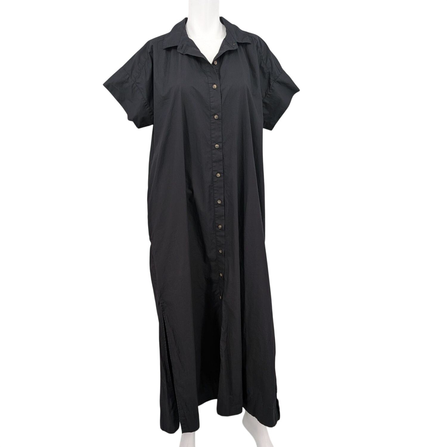 LOFT Maxi Shirt Dress Button Front Poplin Oversized Minimalist Vacation Size 10