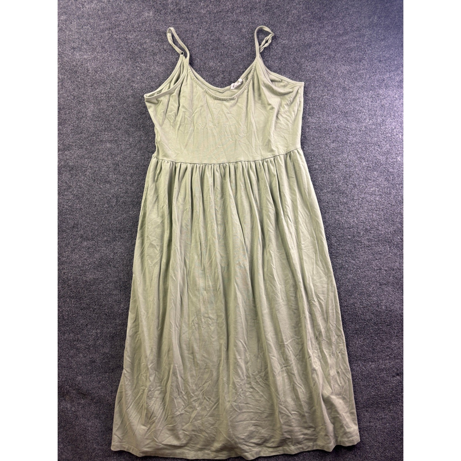 TenTree Midi Dress Womens XL Sage Green Organic Cotton Modal Spaghetti Strap