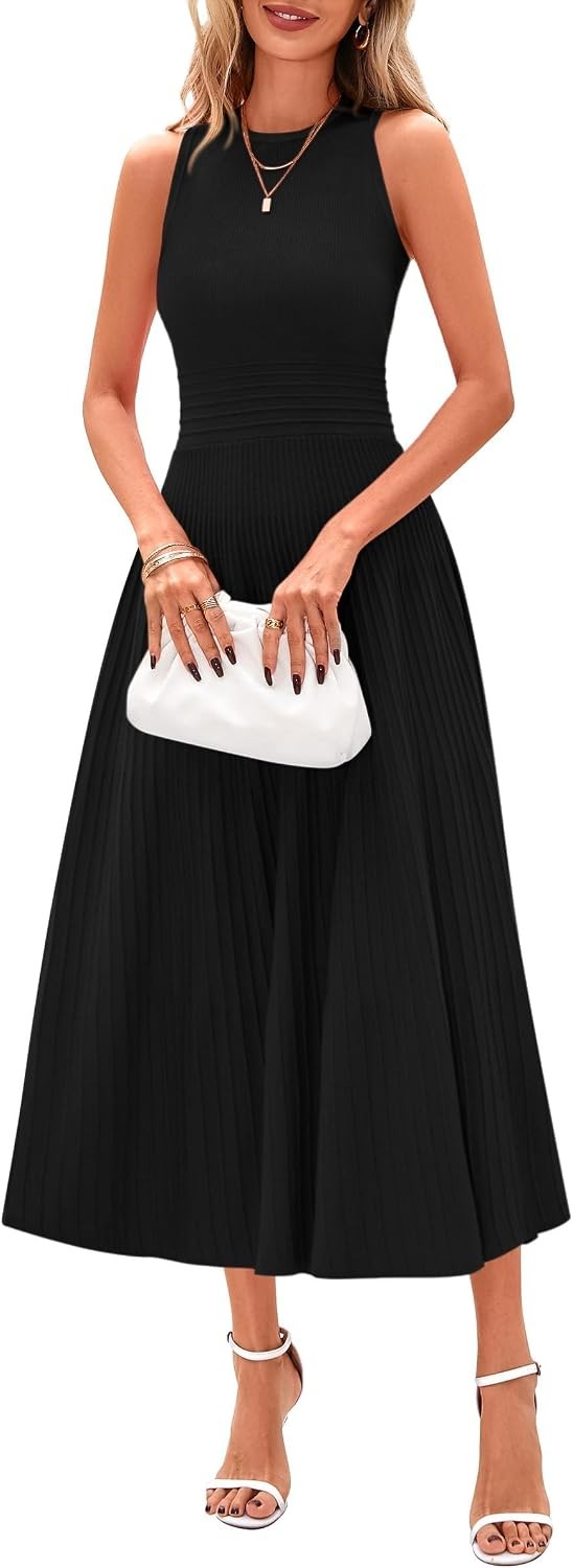 Spring Casual Dresses for Women 2026 Summer Business Work Midi Sleeveless A Line