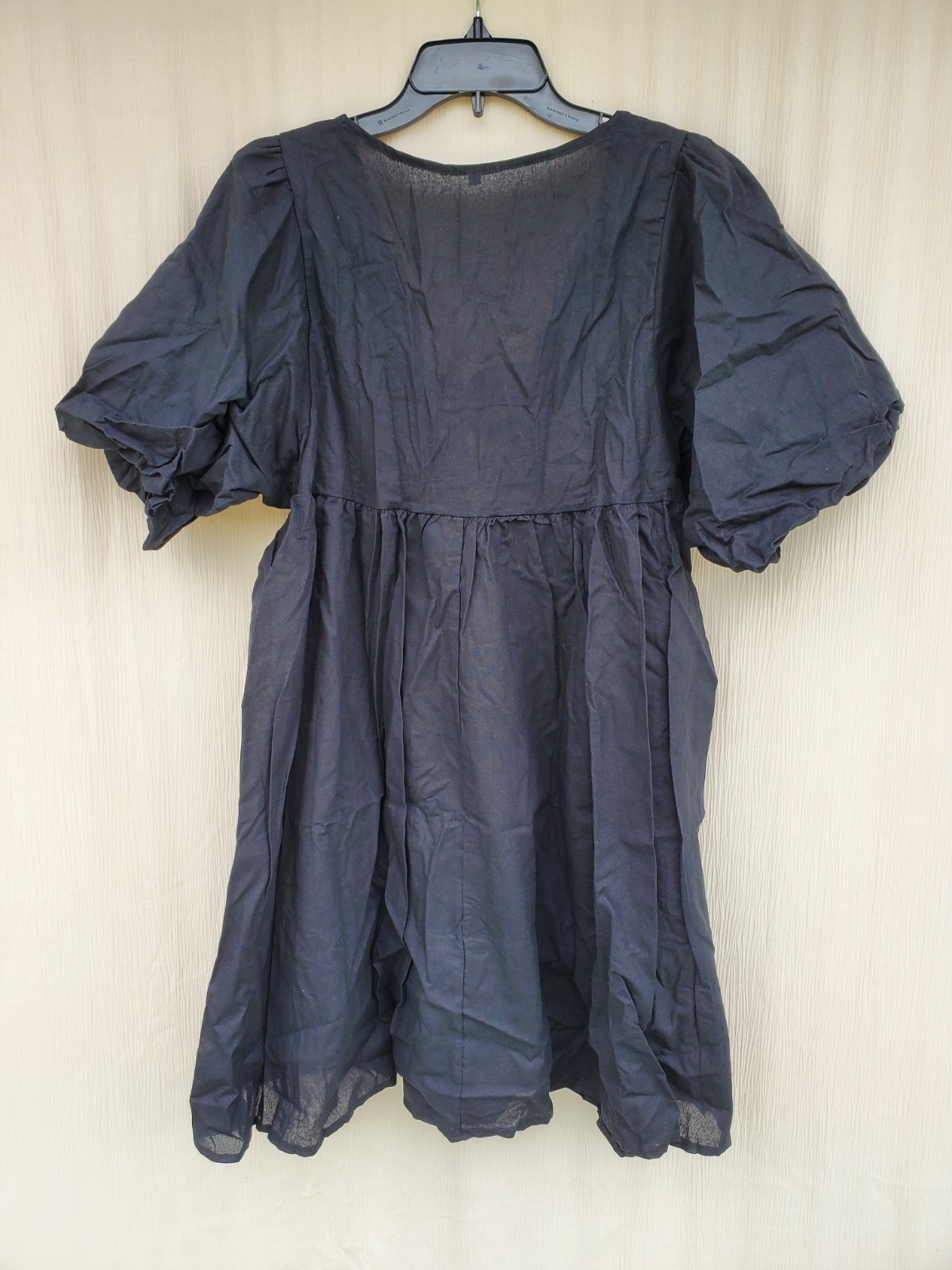 Women’s V-Neck Lantern Sleeve Mini Dress Bk