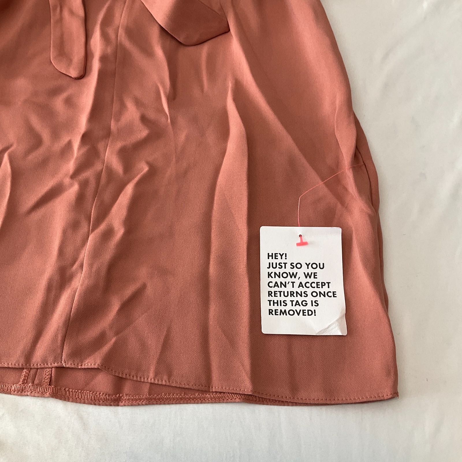 Asos Design Mini Dress Womens Size 4 Peach Belted Sleeveless Stretch Zip
