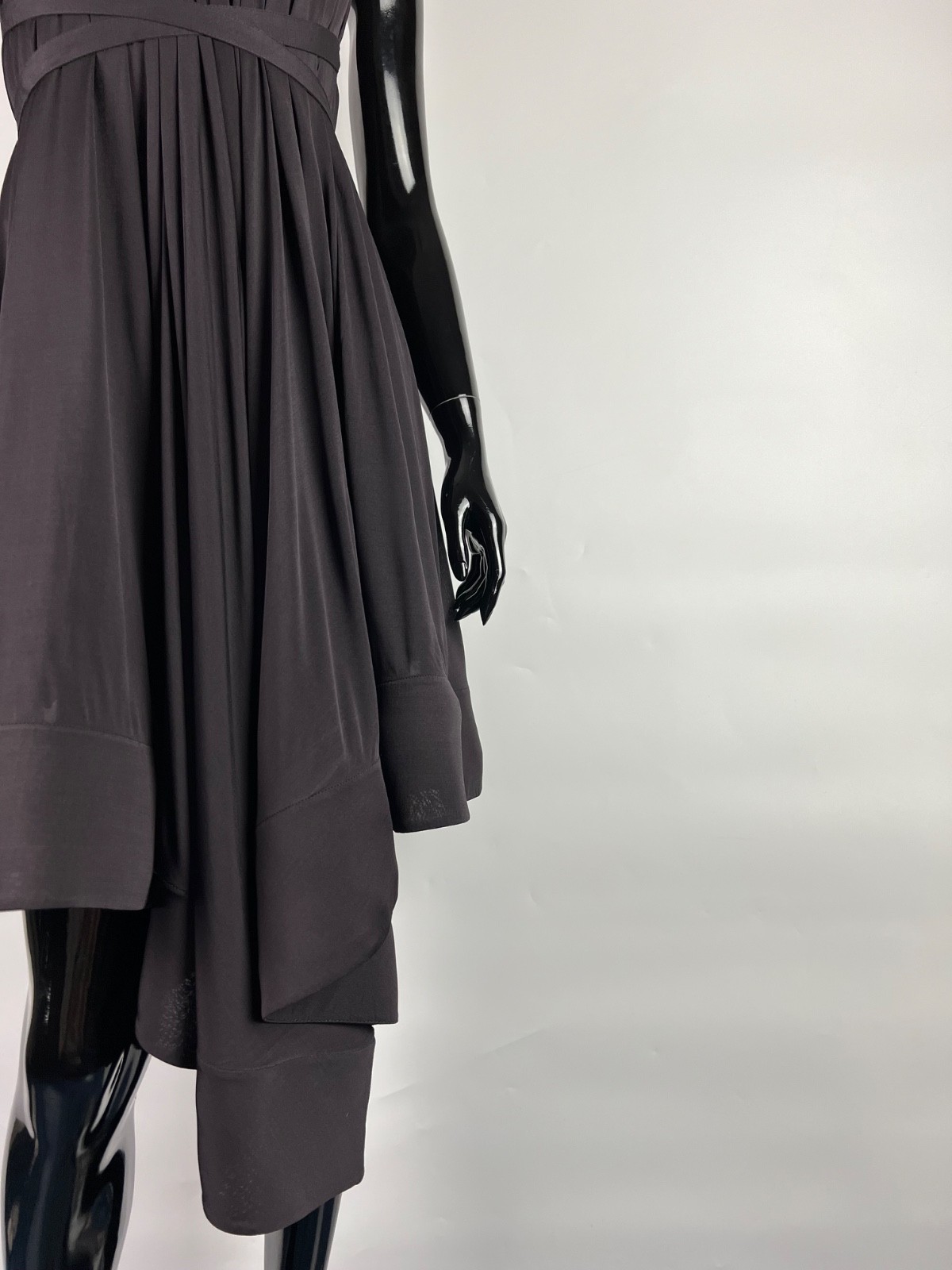 Celine Asymmetrical Sleeveless Belted Pleated Corset Dress Size S