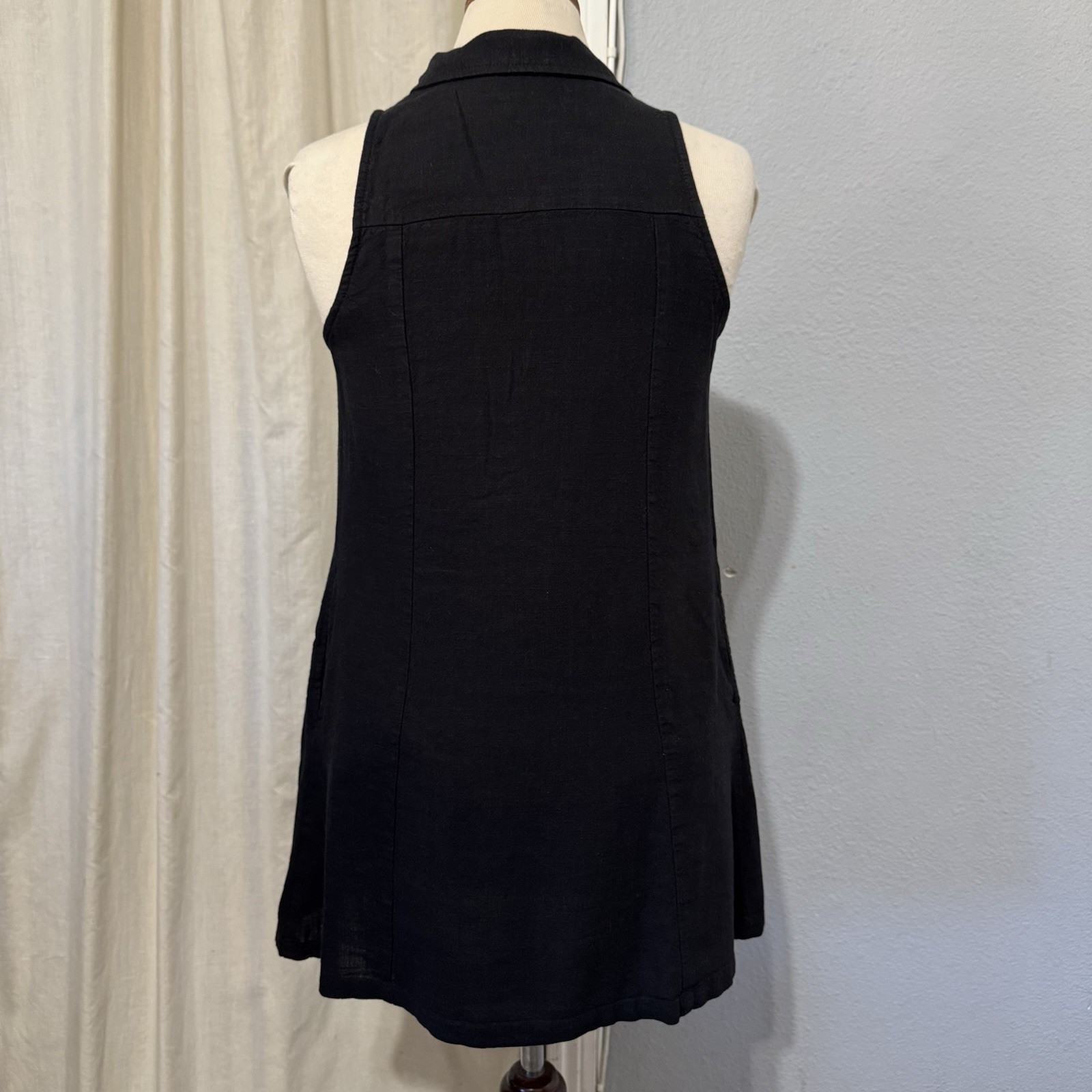 MOD REF Linen Blend Button Down Collared Sleeveless Mini Lined Dress Size S