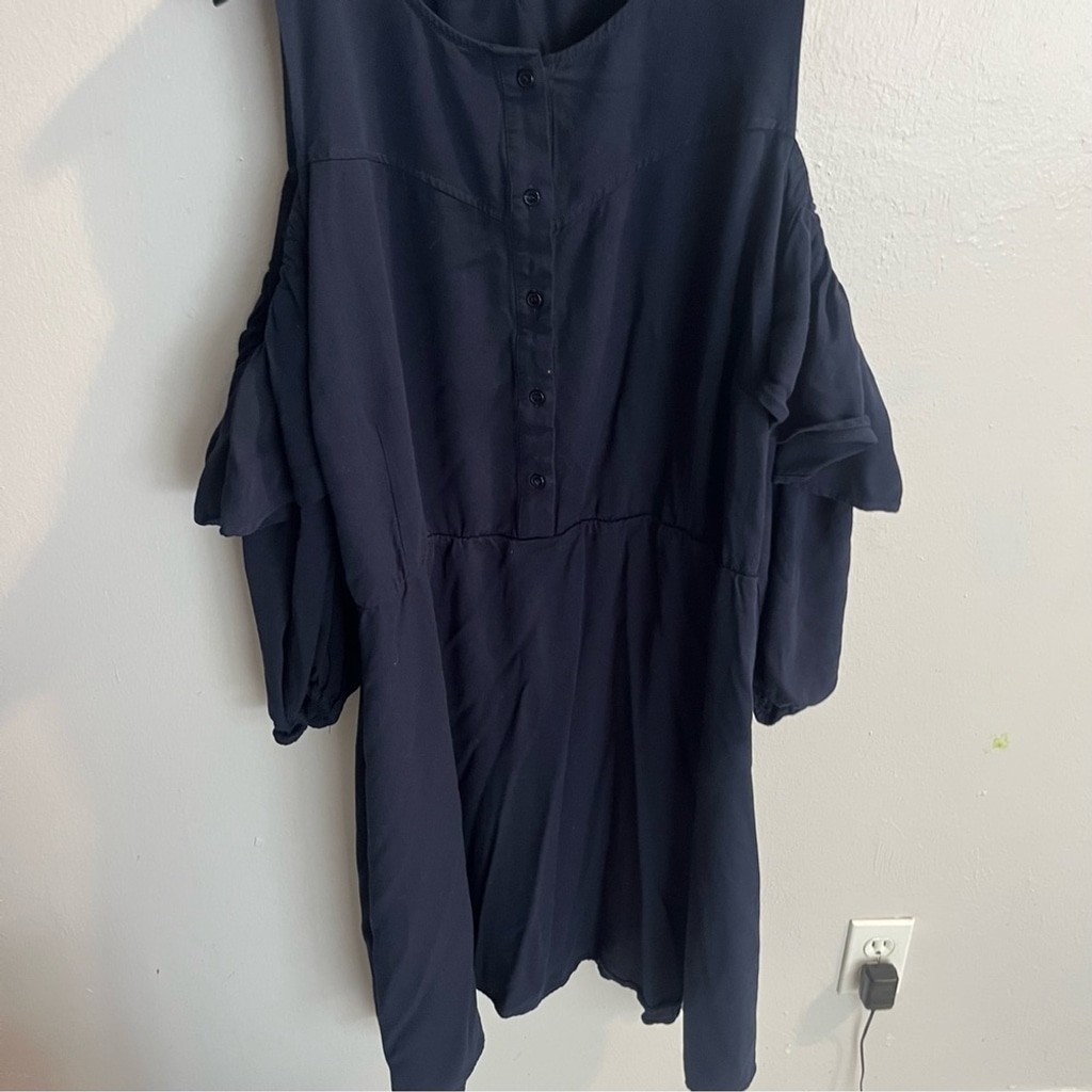 Eloquii Navy Blue Cold Shoulder Ruffle Detail Size 26