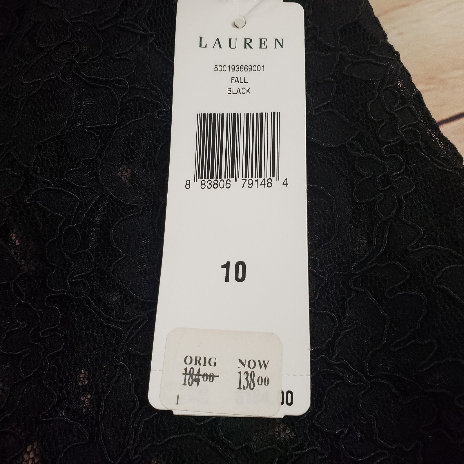 NEW Lauren Ralph Lauren Dress Womens 10 Black Pencil A-line Lace LRL Ladies