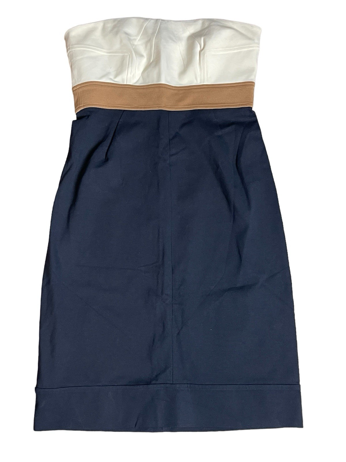 Diane Von Furstenberg DVF Strapless Rhythm Color Block Dress 6 Cream Tan Navy