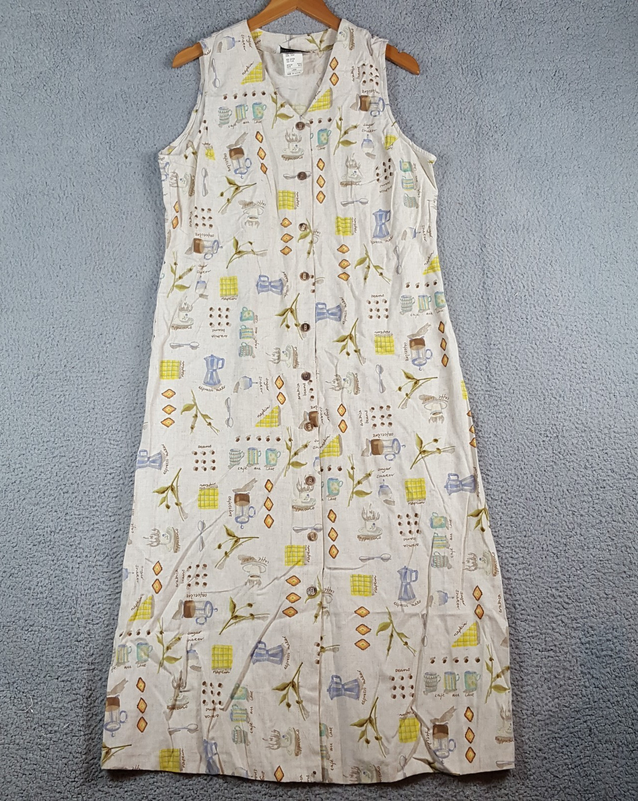 Vintage Coffee Bean Plant Outdoor Women’s Large Nature Sleeveless Sundress 80s