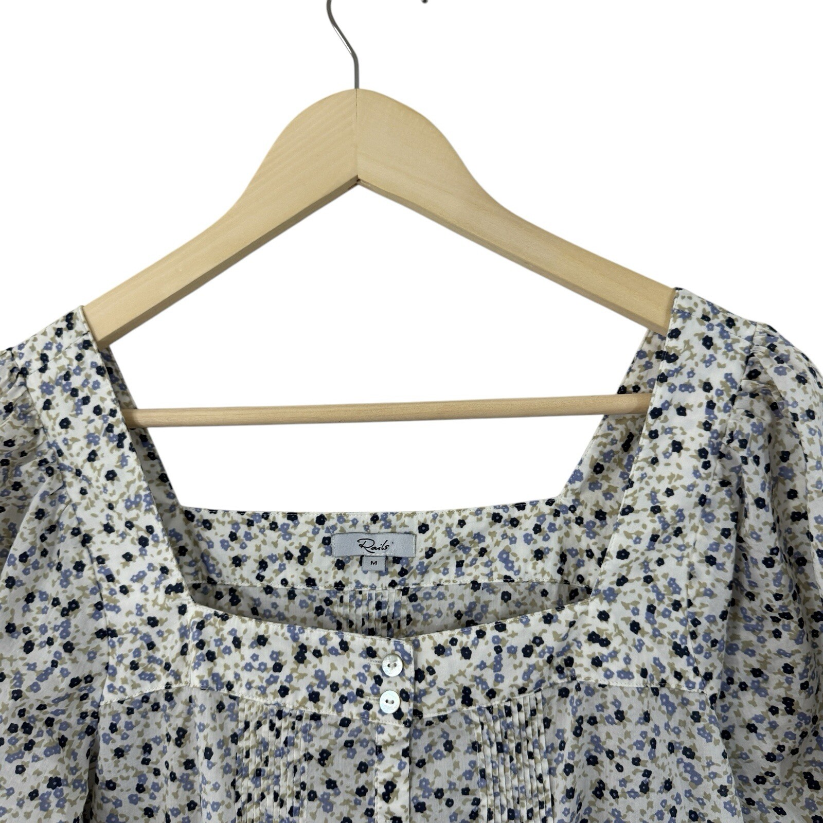 Rails Medium Pippa Watercolor Buds Dress Floral Midi Shell Button Front Womens
